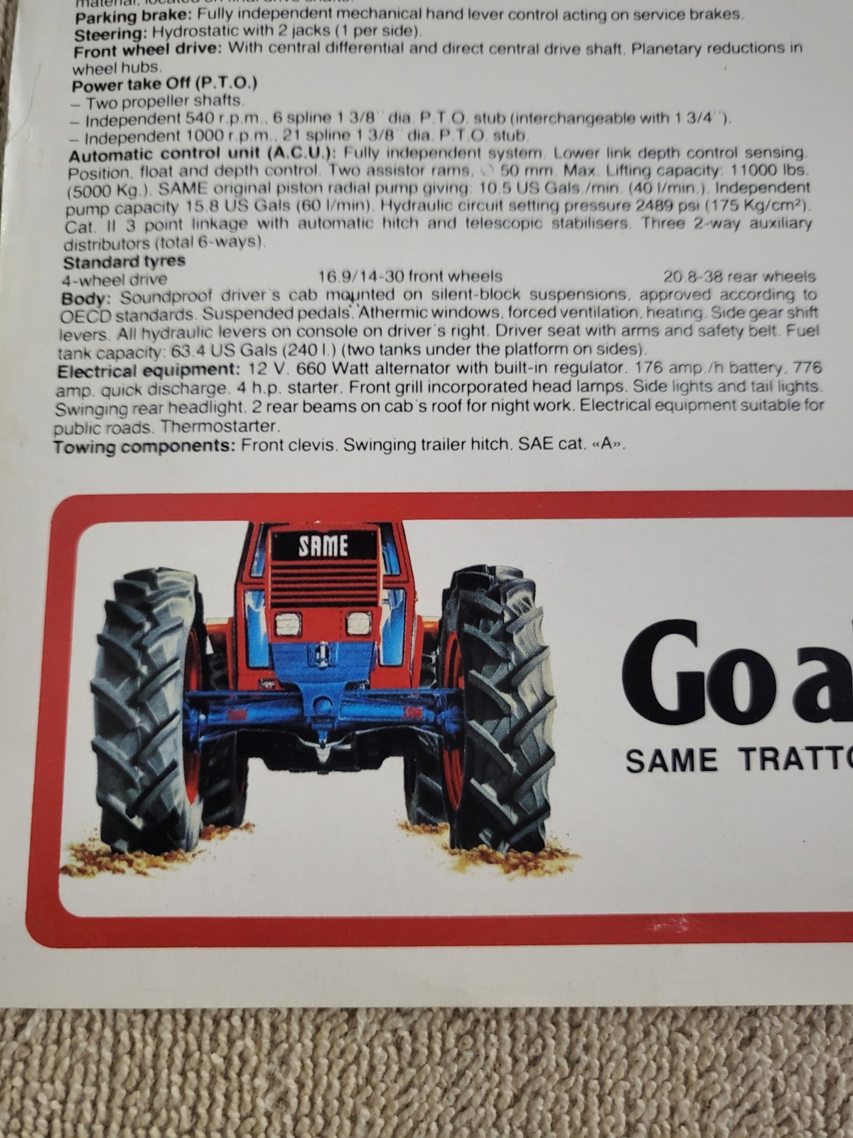 Vintage 1981 SAME Hercules 160 Export Tractor Dealer Sales BROCHURE Turbo Diesel