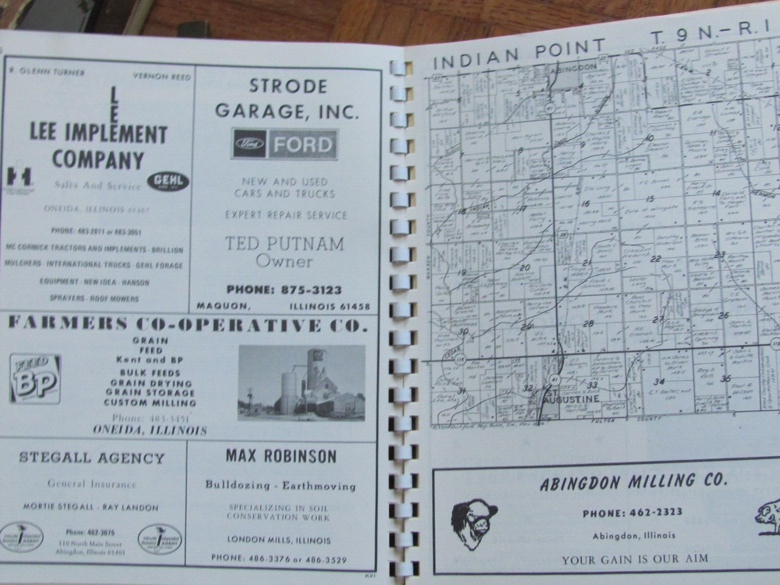 1973 KNOX COUNTY ILLINOIS FARM PLAT BOOK DIRECTORY & SOIL MAP FARM BUREAU