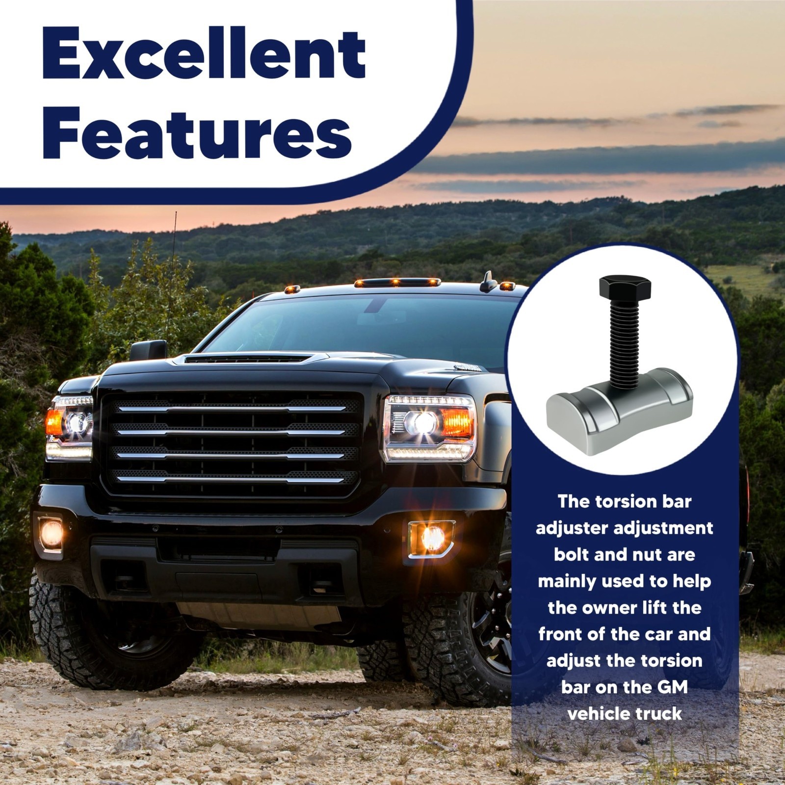Torsion Bar Adjustment Bolt & Lock Nut Kit for Silverado Sierra Tahoe Yukon H2