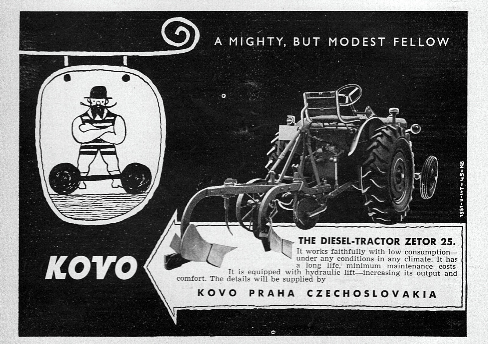 1951 Zetor 25 Diesel Tractor Czech Republic Original Print Ad