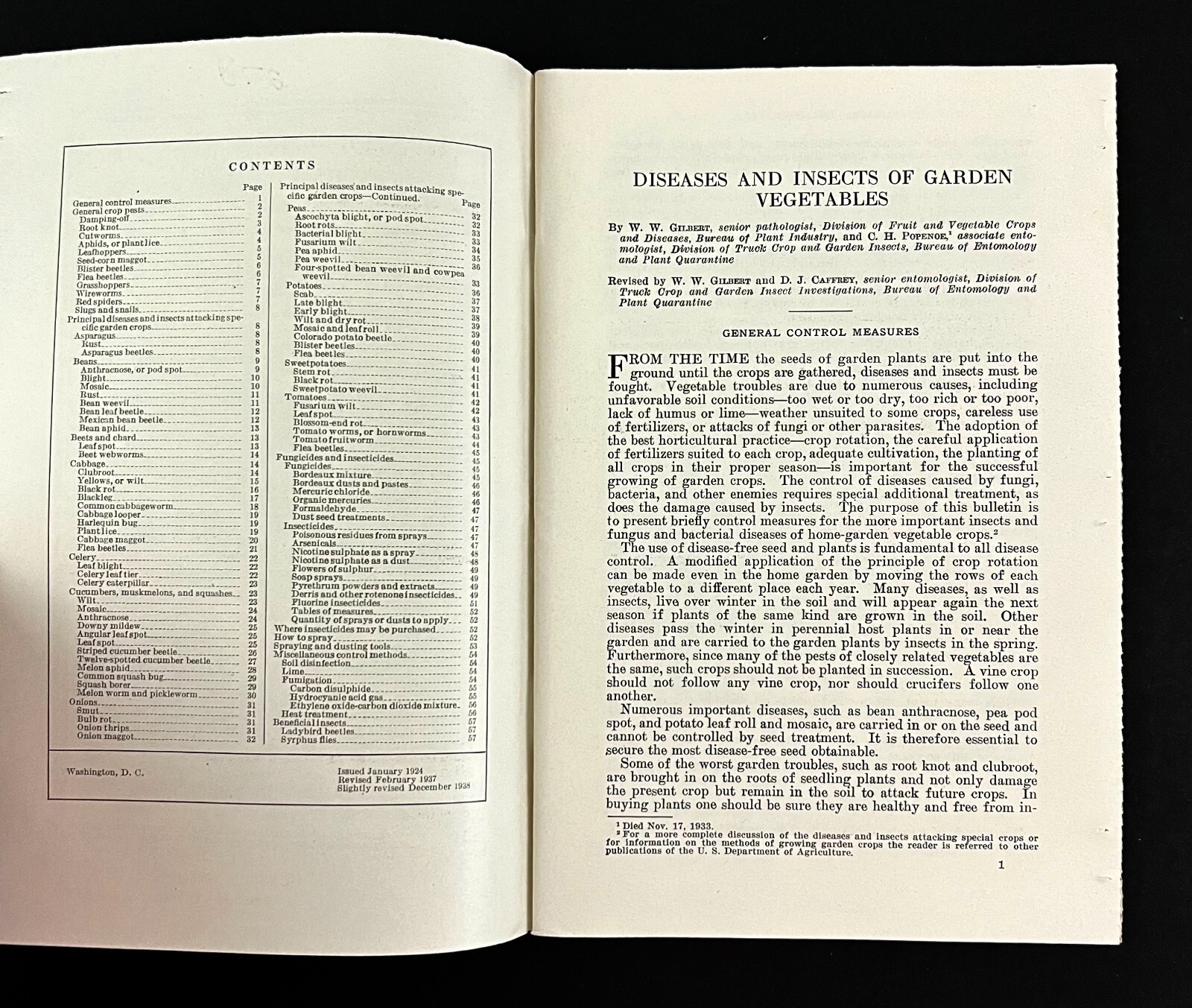 1938 Garden Vegetable Diseases Insects Great Depression Era VTG Farmers Bulletin
