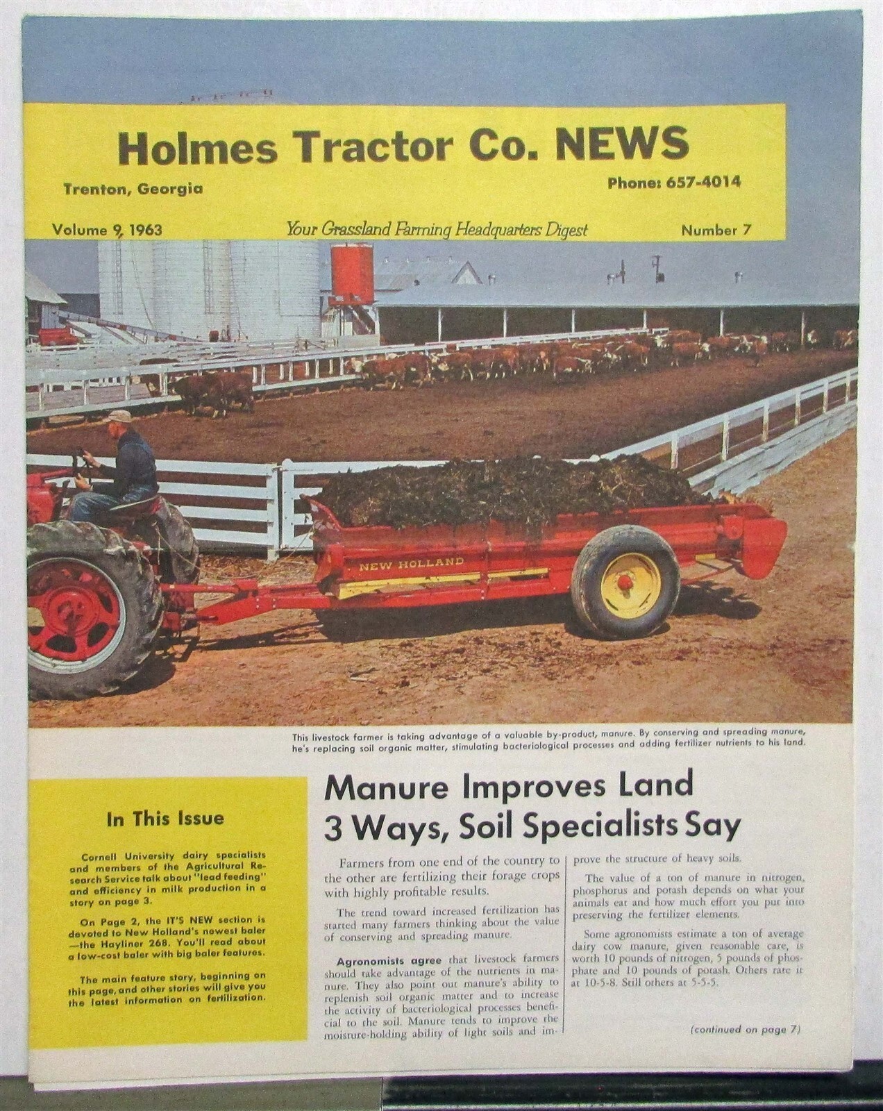 1963 Holmes Tractor Co News Vol 9 Specifications Agriculture Magazine
