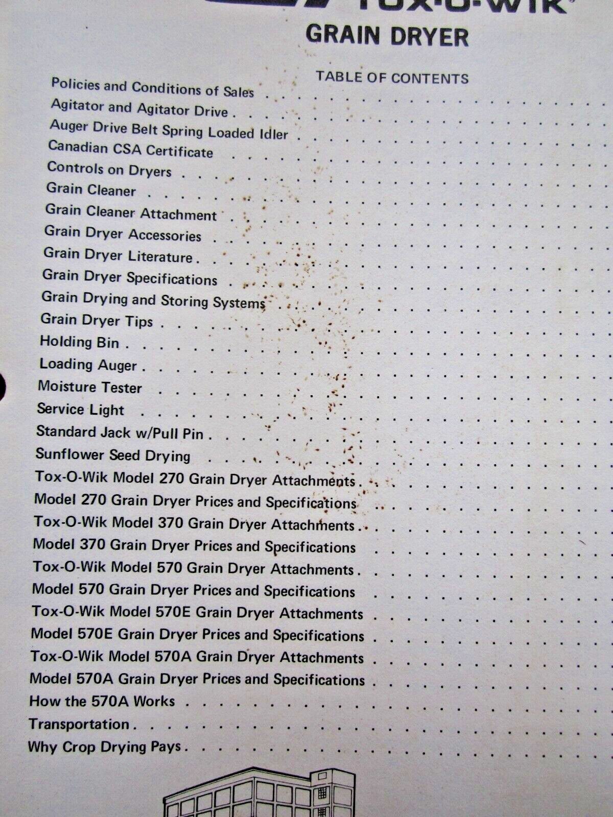 1976 GT GILMORE-TATGE CLAY CENTER KANSAS, TOX-O-WIK BATCH GRAIN DRYERS CATALOG