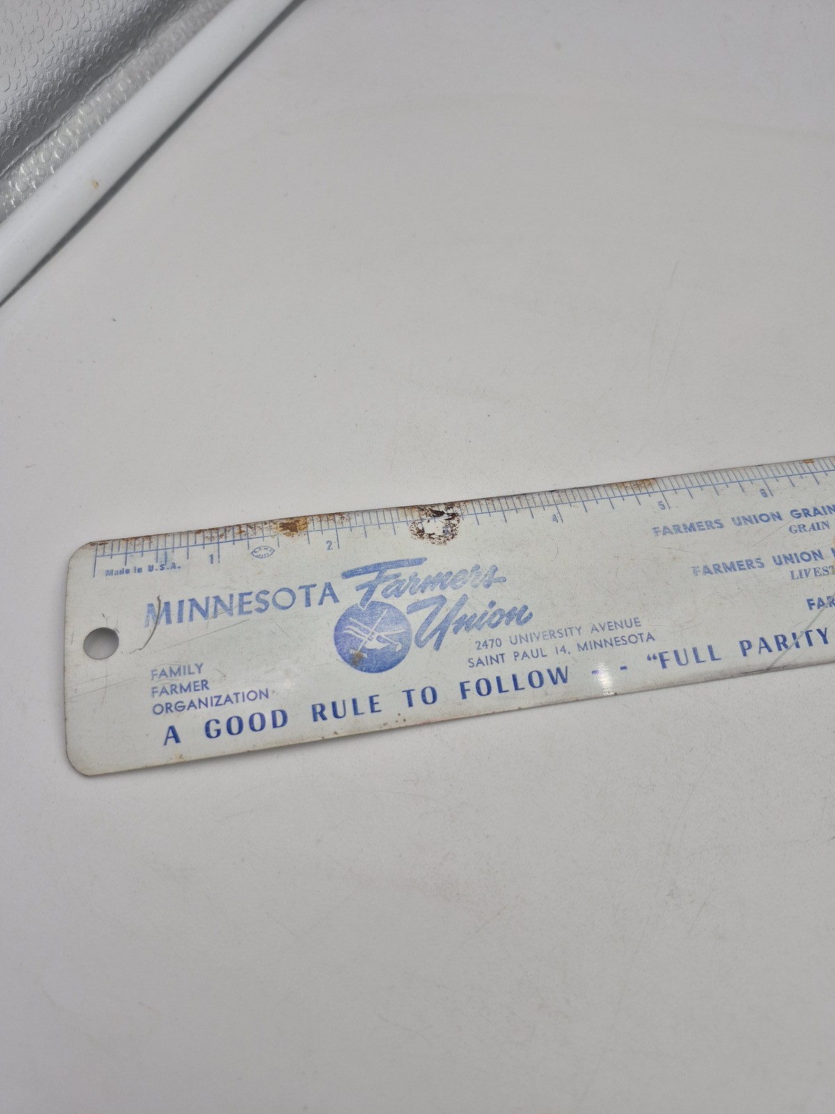 Vintage Minnesota Farmers Union Metal Ruler Advertising « Full Parity »