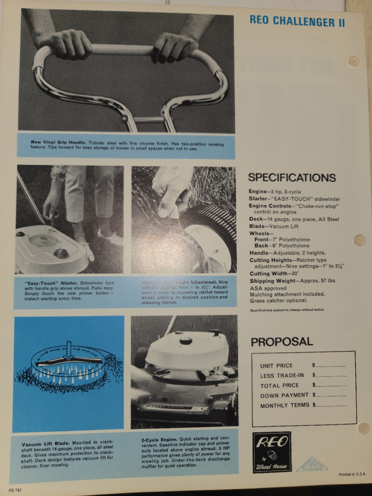 1960s REO CHALLENGER II DEALER AD WITH SPECIFICATIONS DOUBLE SIDED