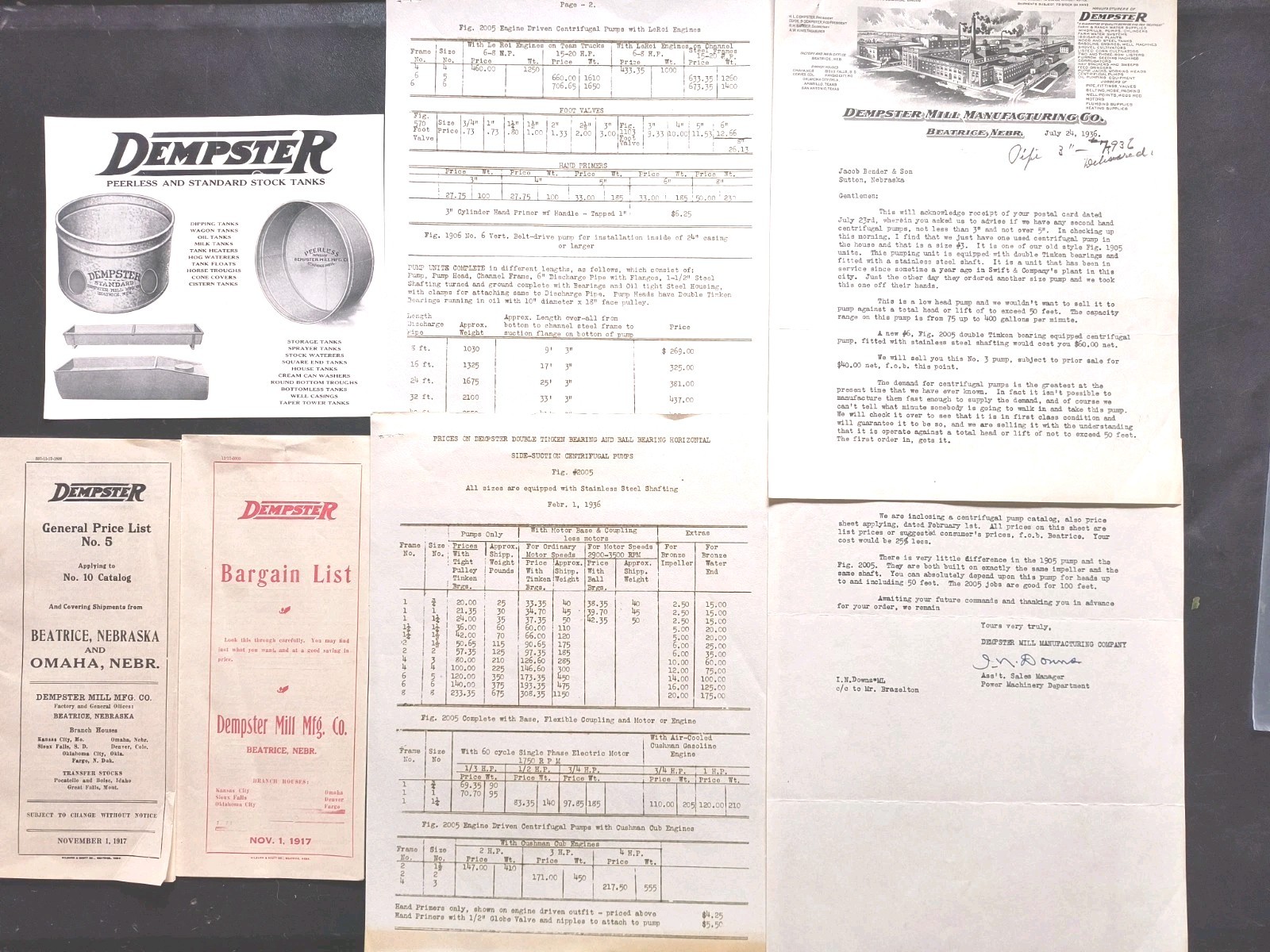 1917 Dempster Farm Tool Sales Brochure And Price List 7pc Dealer Advertising Pic