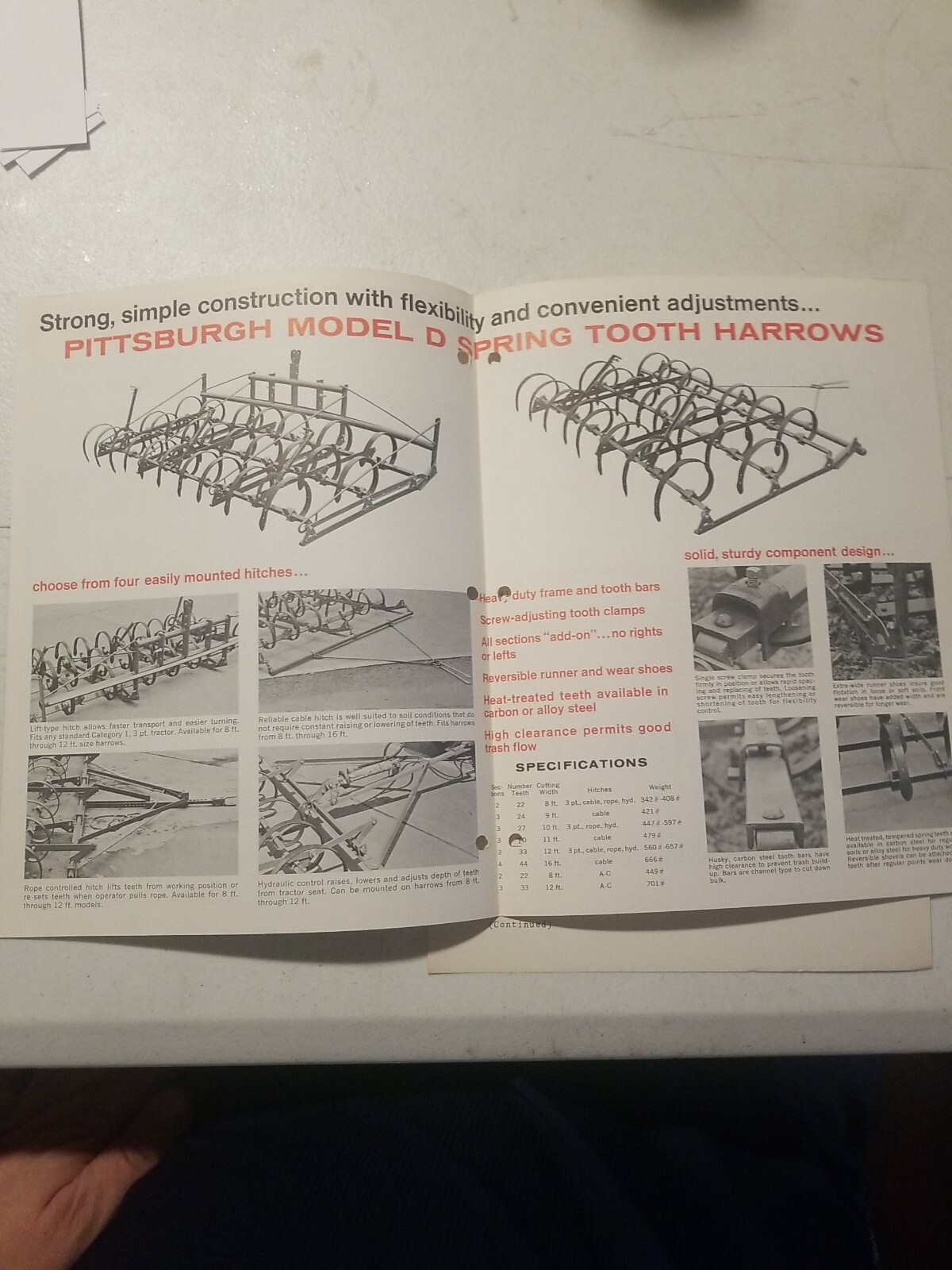 1970 PITTSBURGH FORGINGS CO. SPRING TOOTH HARROWS BROCHURE &PRICE LIST