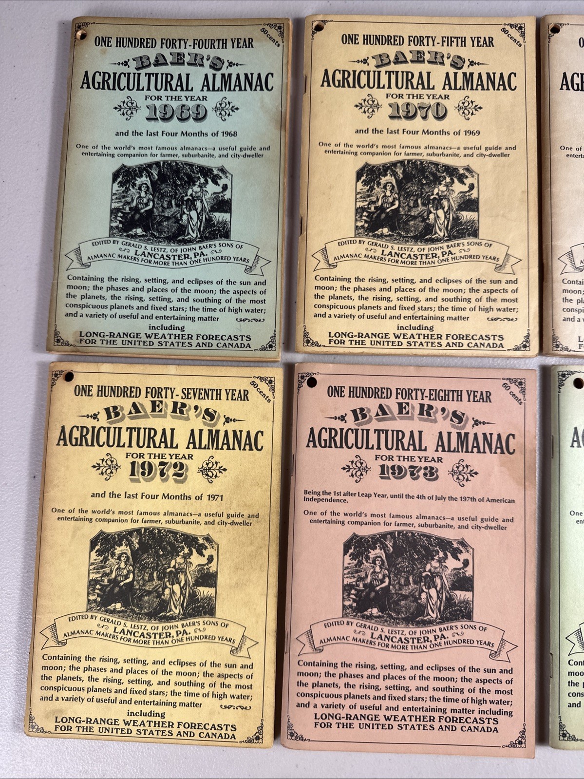 VINTAGE FARMERS & AGRICULTURAL ALMANACS BAER&rsquo;S LANCASTER PA 1969-1979 81-86 1989