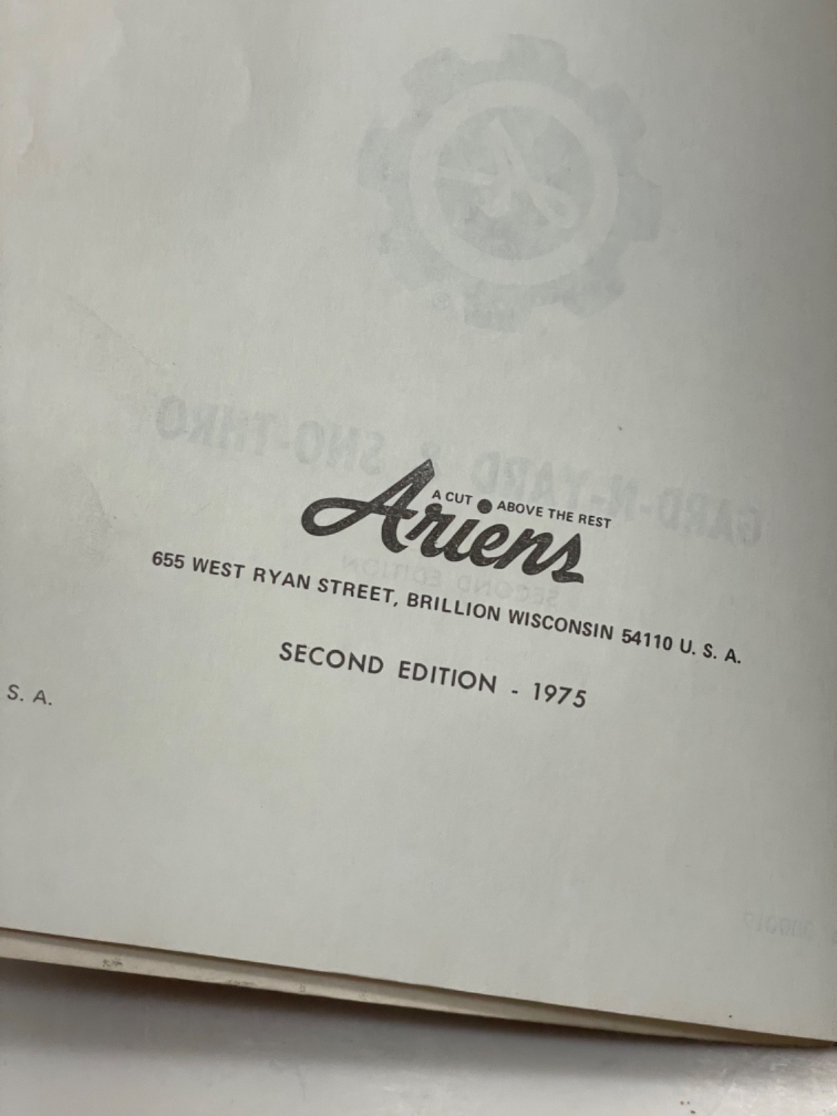 Vintage Ariens Service Technique Manual – Gard-N-Yard & Sno-Thro Second Edition