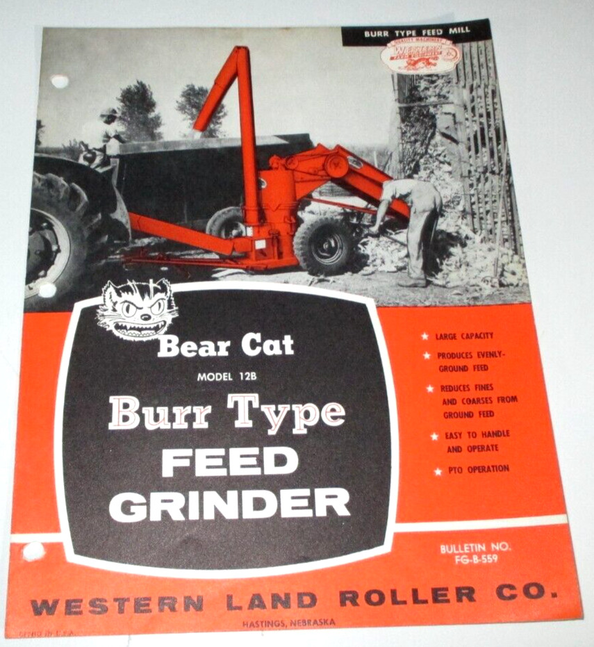 Bear Cat 12B Burr Type Feed Grinder Sales Brochure Literature Advertising 5-59
