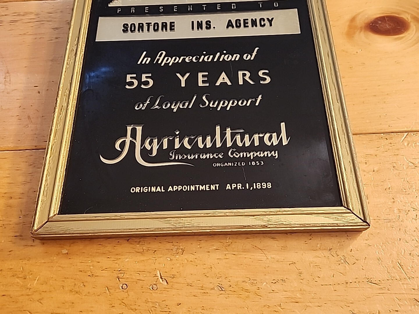 Vintage Agricultural Insurance Award