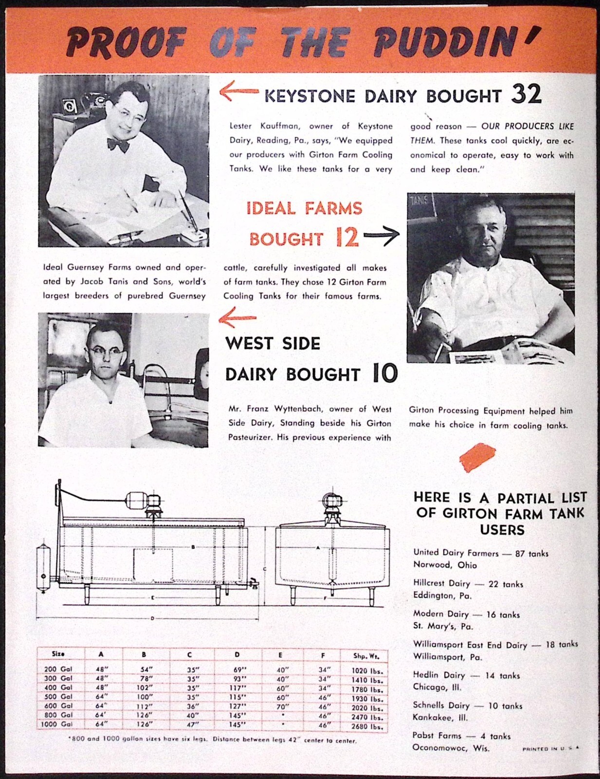 1956 Girton Deluxe Farm Cooling Tank Brochure Girton Mfg Co Millville PA