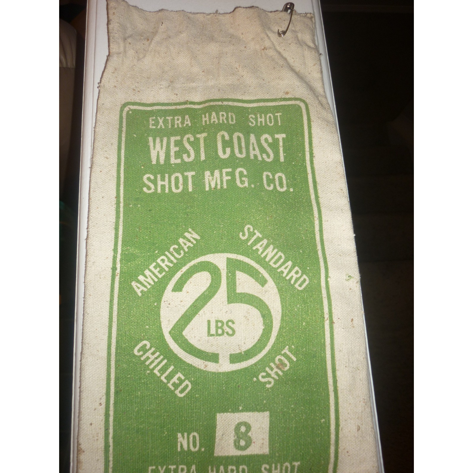 Vintage West Coast Shot Mfg Co Canvas Bag 25 Lbs Dayton Nevada Lead Shot No 8