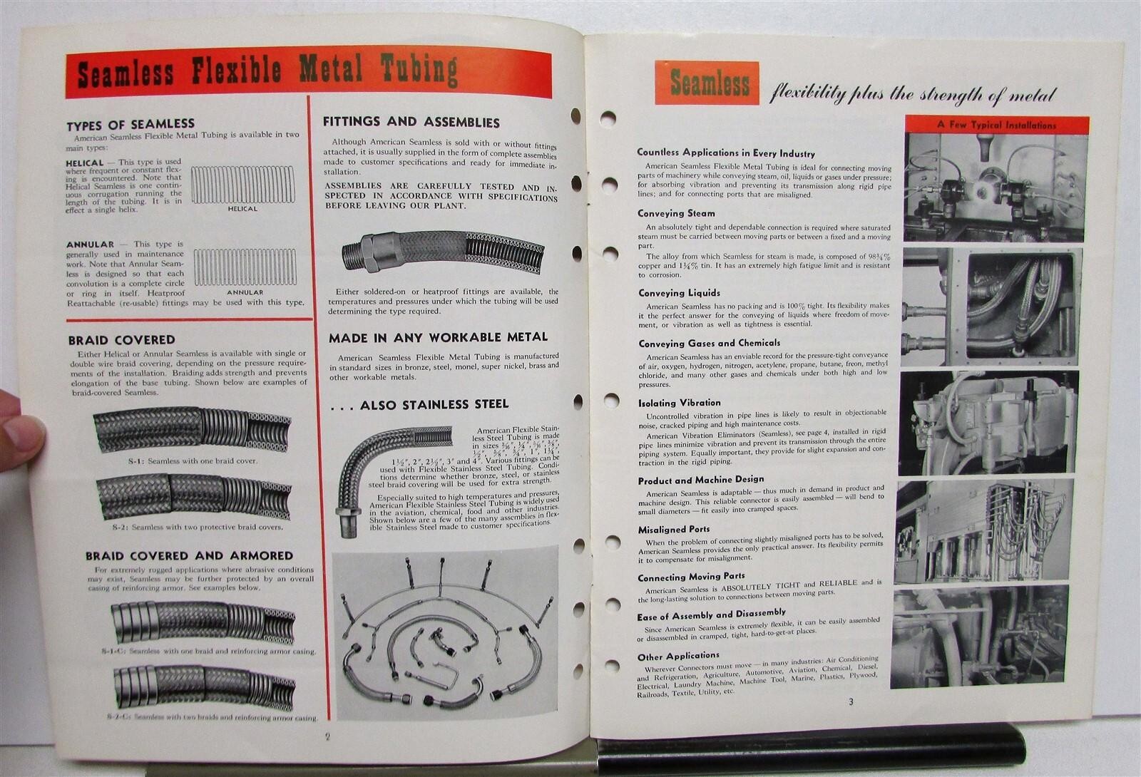 1940s American Flexible Metal Hose & Tubing Specifications Features Brochure