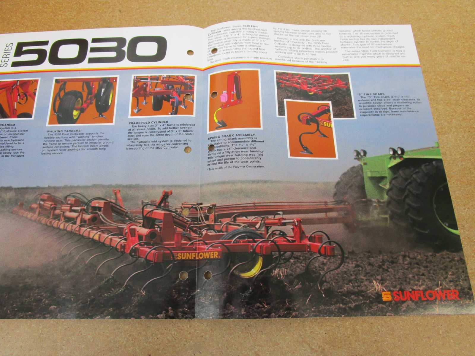 1980&rsquo;s Sunflower 5030 field CULTIVATOR tillage sales brochure 6pg ORIGINAL farm