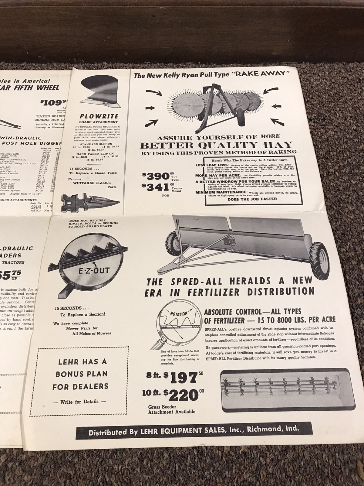 Vintage original Lehr equipment advertisement sales brochure package