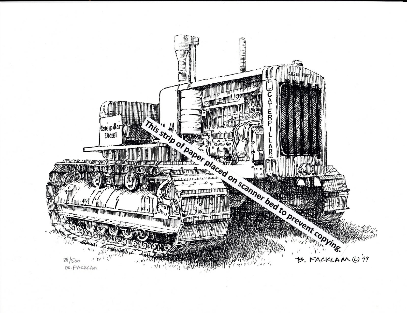 Caterpillar 40 Farm Tractor ~ Pen & Ink Print