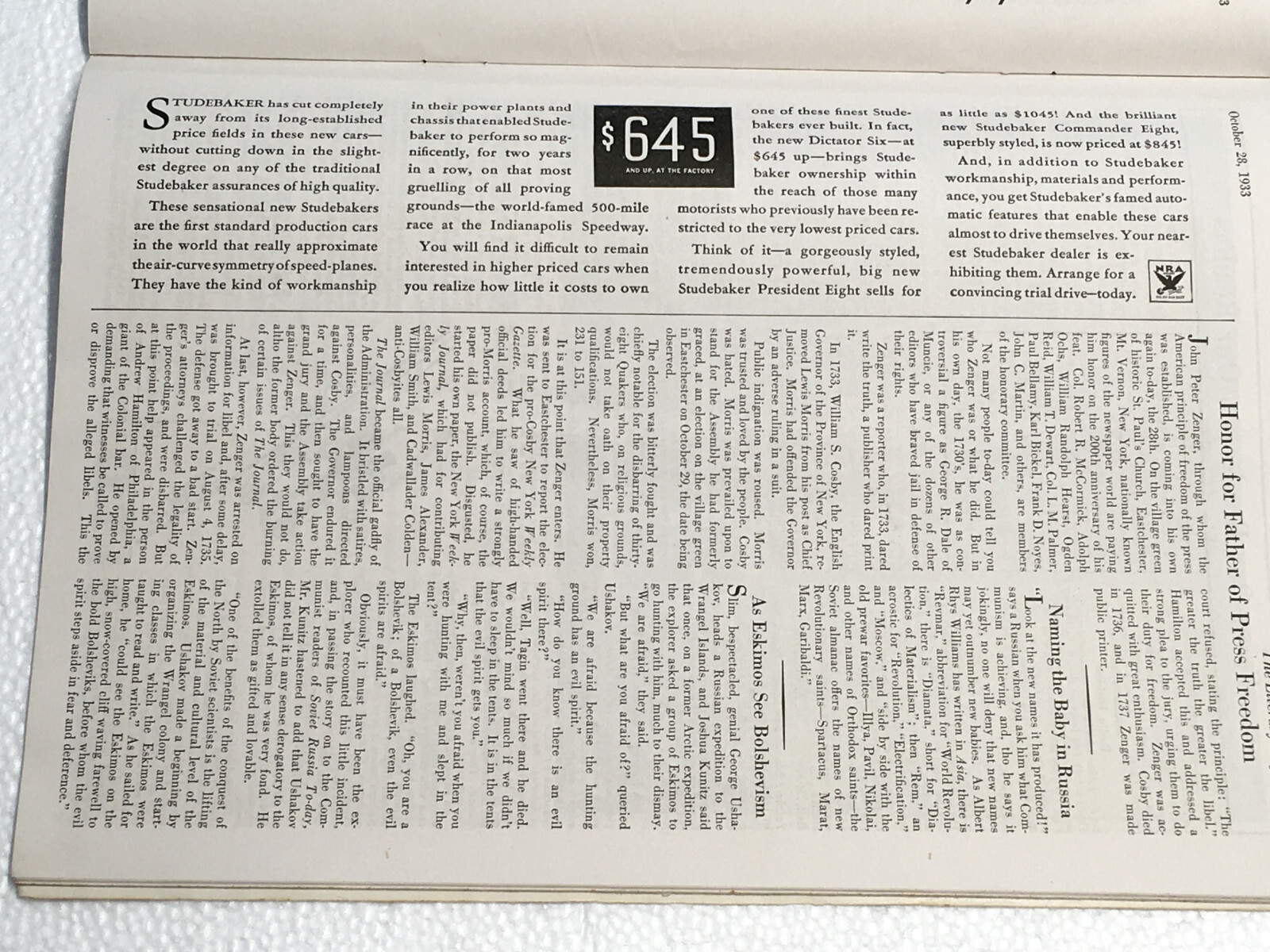 OCTOBER 28, 1933 — THE LITERARY DIGEST MAGAZINE