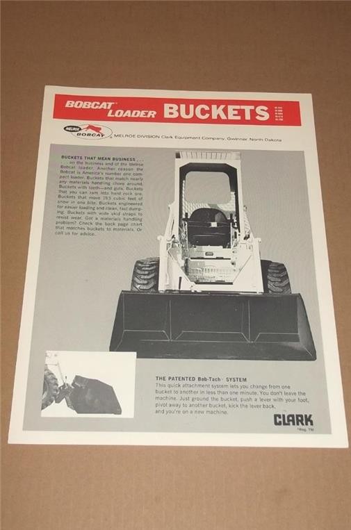 1976 MELROE BOBCAT LOADER BUCKETS CLARK EQUIPMENT CO. ADVERTISING SALES BROCHURE