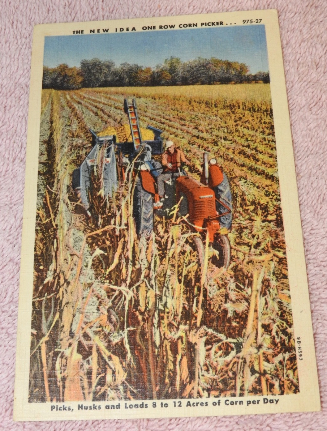 Vtg New Idea One Row Corn Picker Postcard Advertising