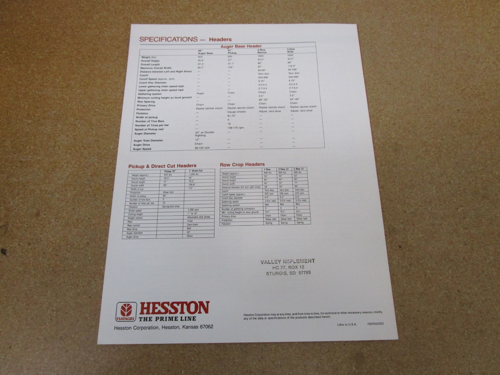 1985 HESSTON Forage Harvester chopper sales brochure 4pg ORIGINAL farm
