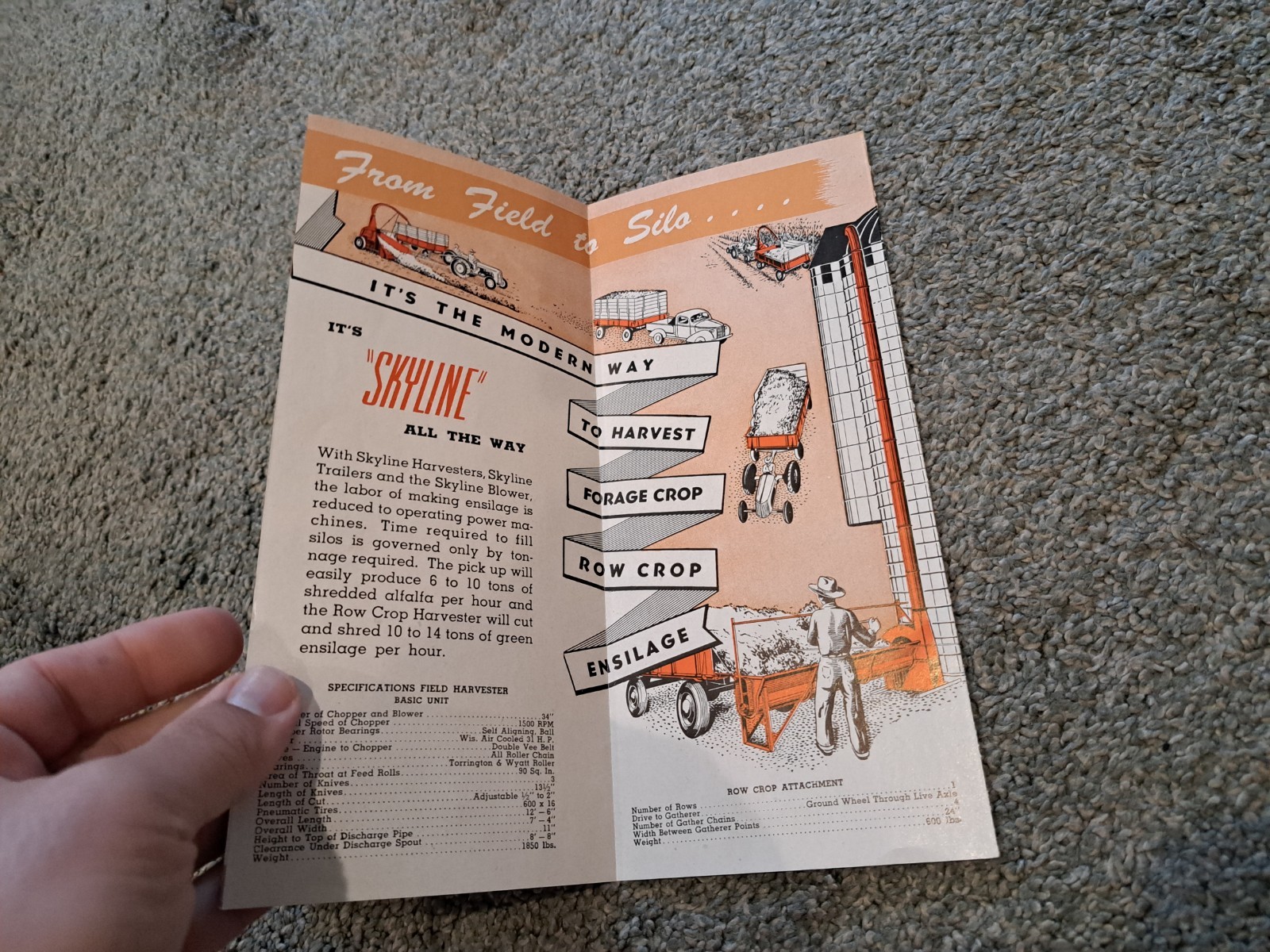 Vintage Brochure for Davis Mfg. Company Skyline Field Harvester