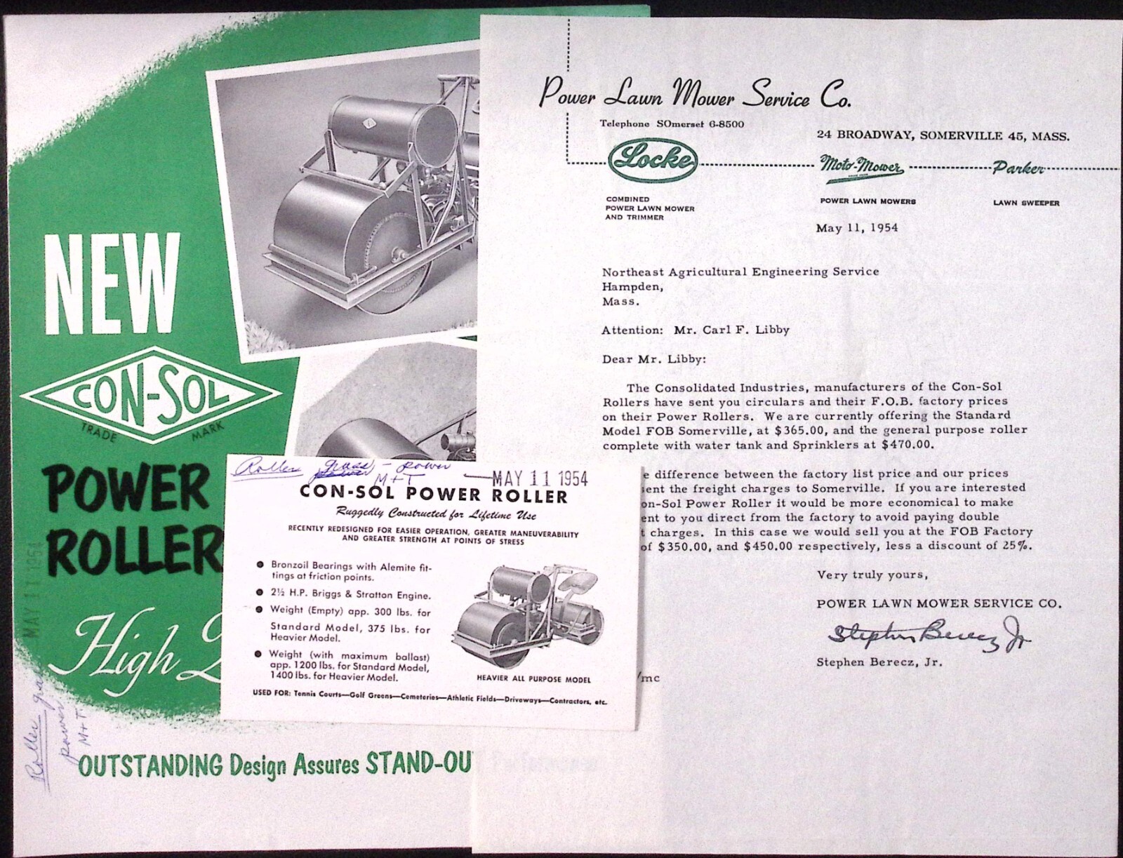 1954 Con-Sol Power Rollers Brochure Consolidated Industries Inc West Cheshire CT
