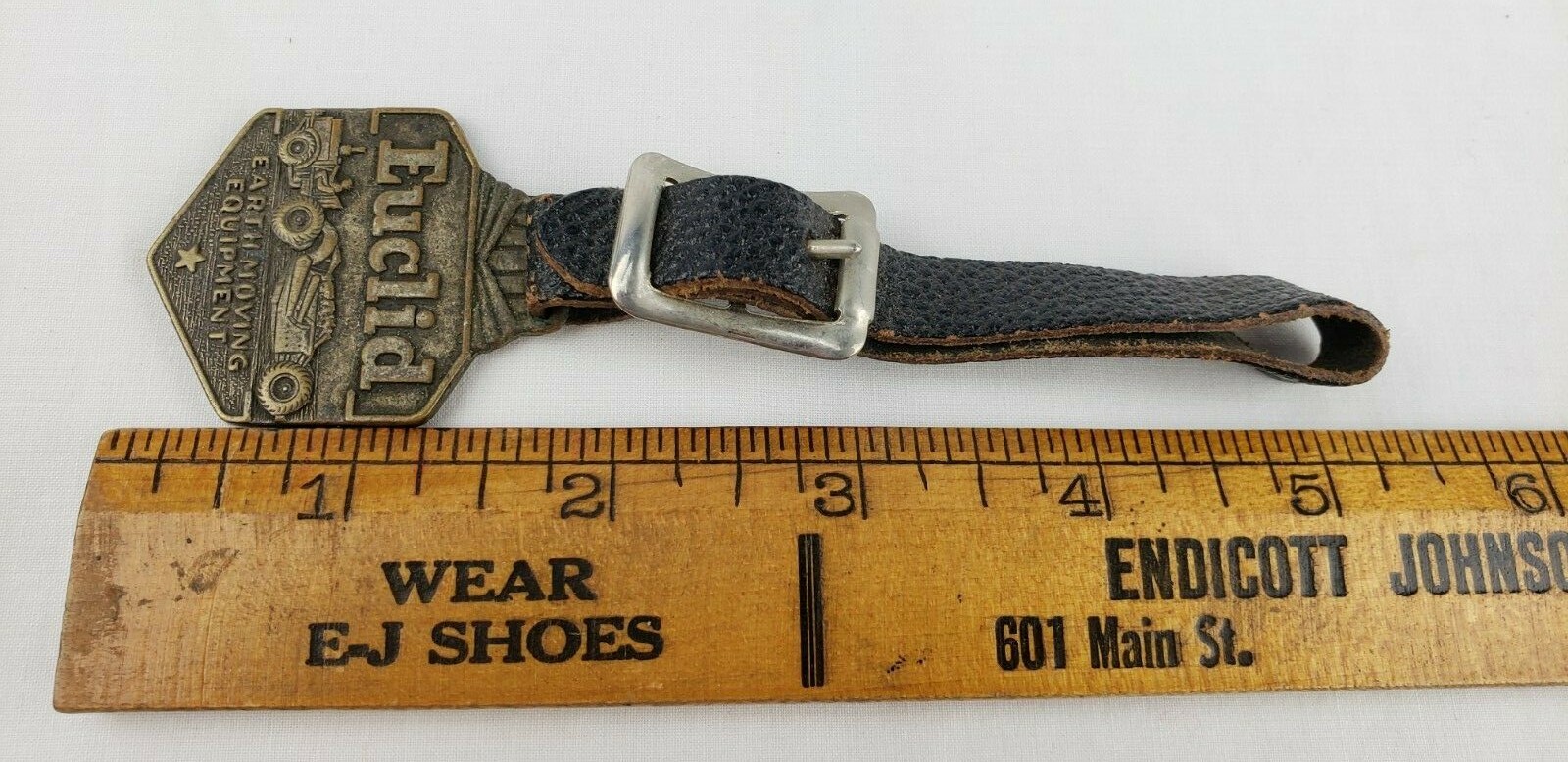 Vintage Antique Euclid Earth Moving Equipment Double Sided Advertising Watch Fob