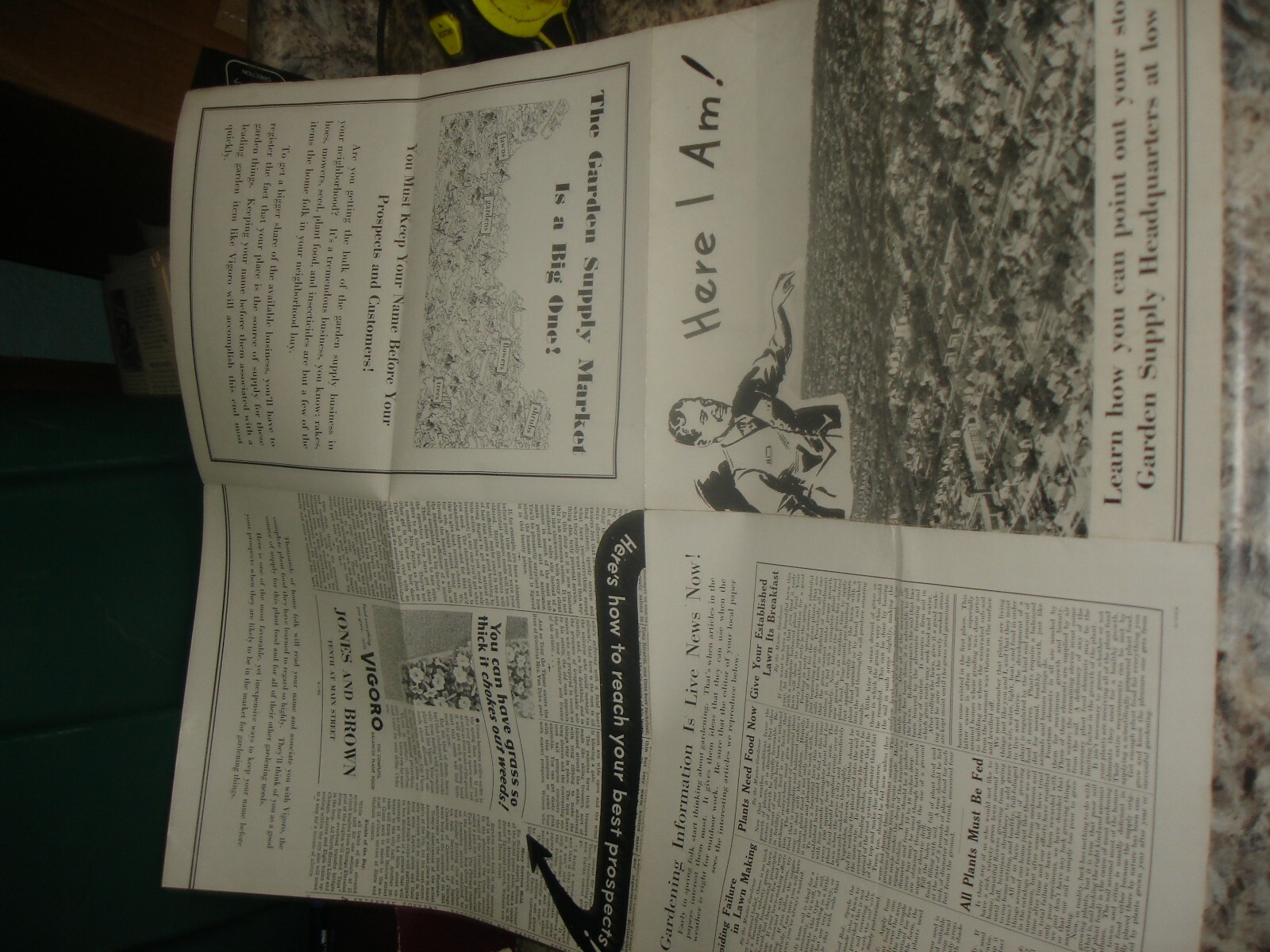 Vintage Vigoro fold out gardening seeds soil ad brochure Old antique