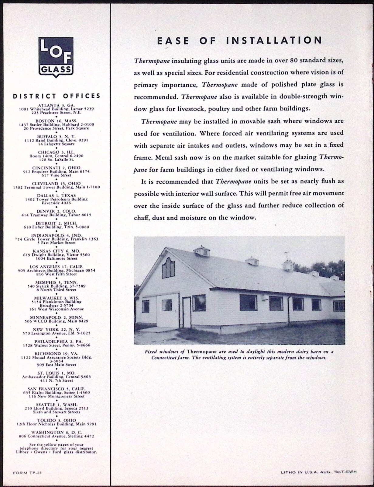 1950 Libbey Ownes Ford Glass Co Daylighting with Thermopane Glass Brochure