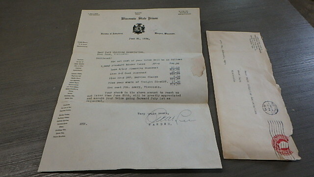 1934 WI STATE PRISON LETTERHEAD BROCHURE PAMPHLET