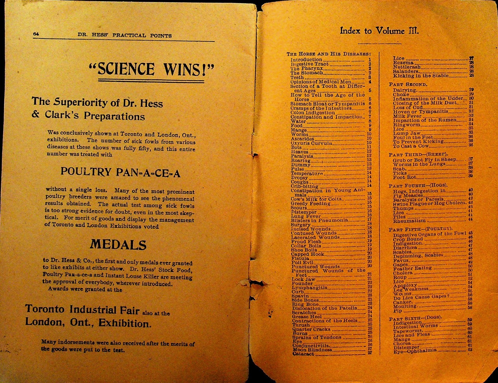 Dr Hess Practical Points for Farmers Horsemen Dairymen Poultrymen Booklet 1897
