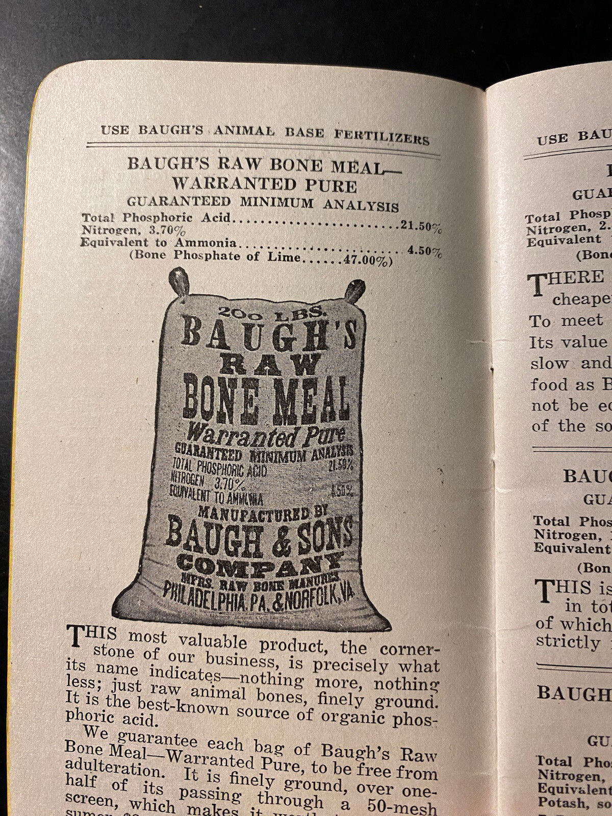 1922 The Baugh & Sons Company Baltimore Maryland Notepad Manure Fertilizer