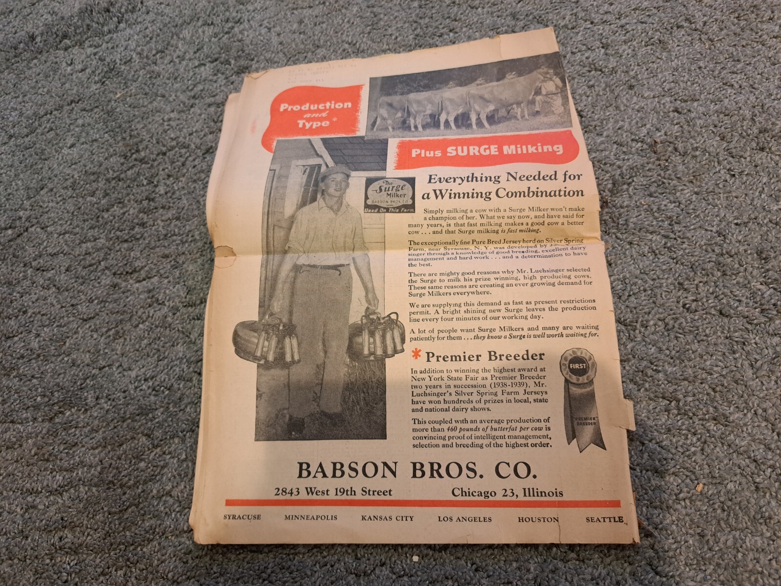 Hoard&rsquo;s Dairyman Jan. 25 1945 Dairy Farming Newspaper Fort Atkinson
