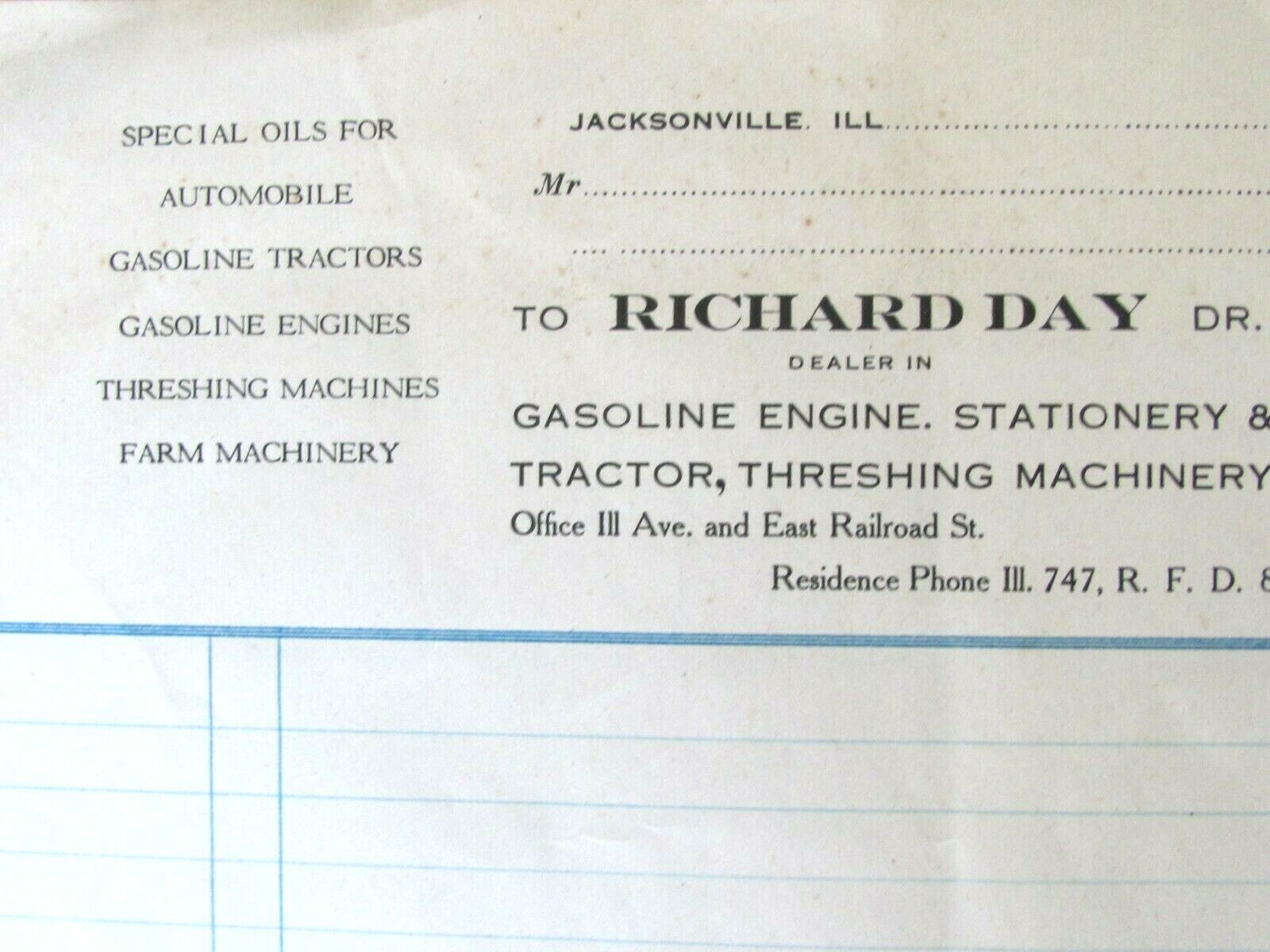 ANTIQUE 3 SALES FORM RICHARD DAY FARM TRACTOR EQUIPMENT DEALER JACKSONVILLE IL