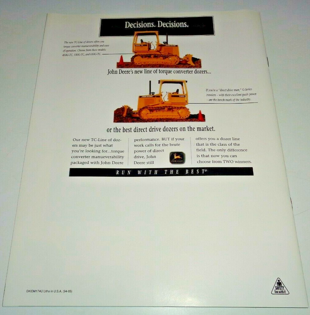 John Deere « Backhoe Brigades » Sales Brochure 5/94 310C/D 190E Excavator 482C JD