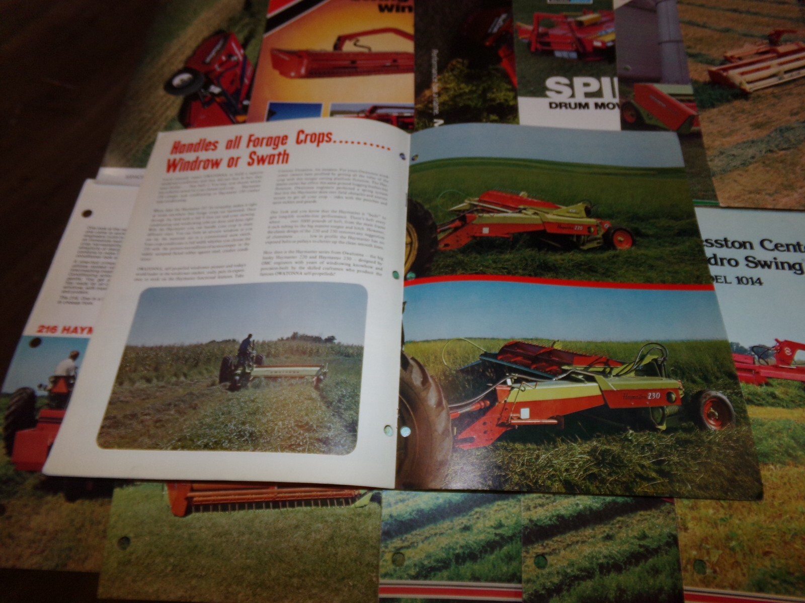 12-lot 1960&rsquo;s-2010&rsquo;s pull type windrower brochures in nice shape used