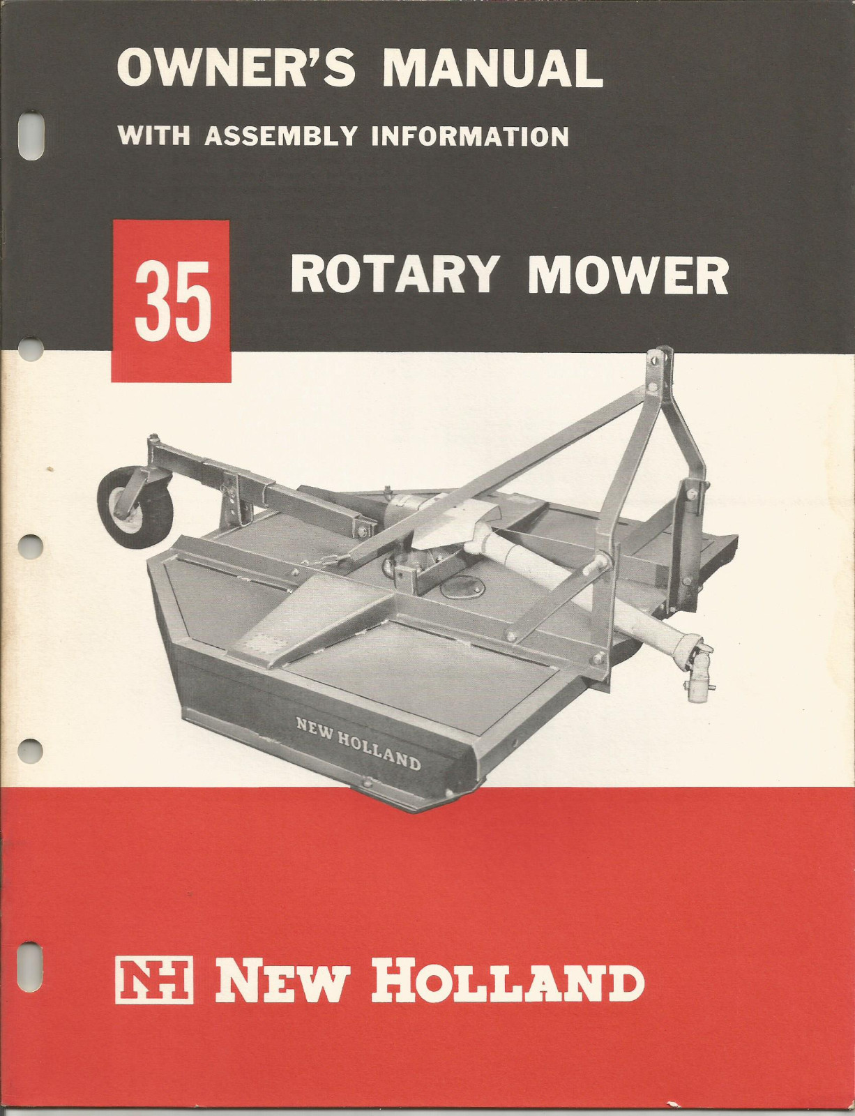 NEW HOLLAND 35 ROTARY MOWER OWNERS MANUAL WITH ASSEMBLY INFORMATION