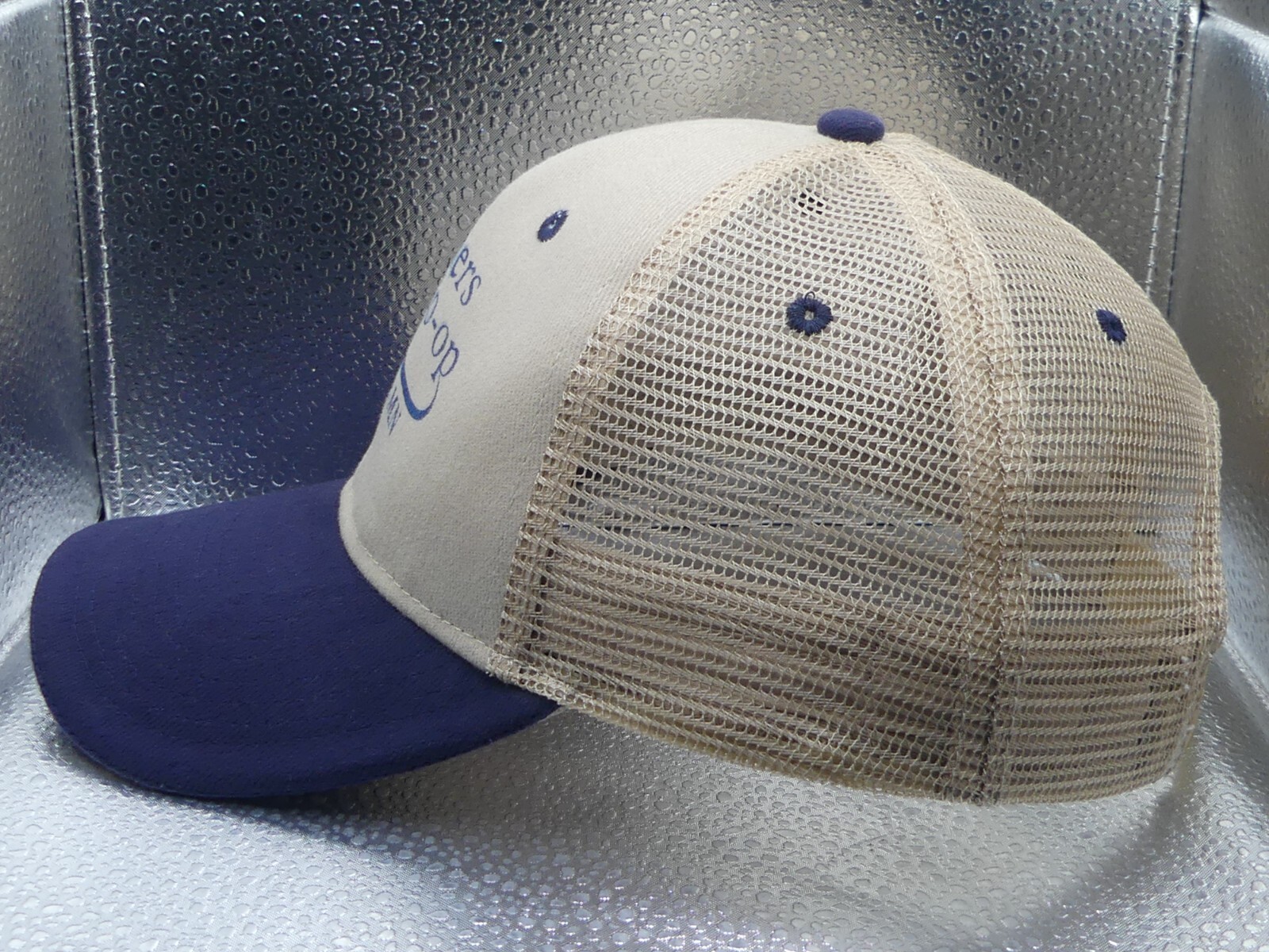 Farmers Co-op Milroy MN Otto Light Brown Blue Mesh Back Snapback Trucker Hat Cap