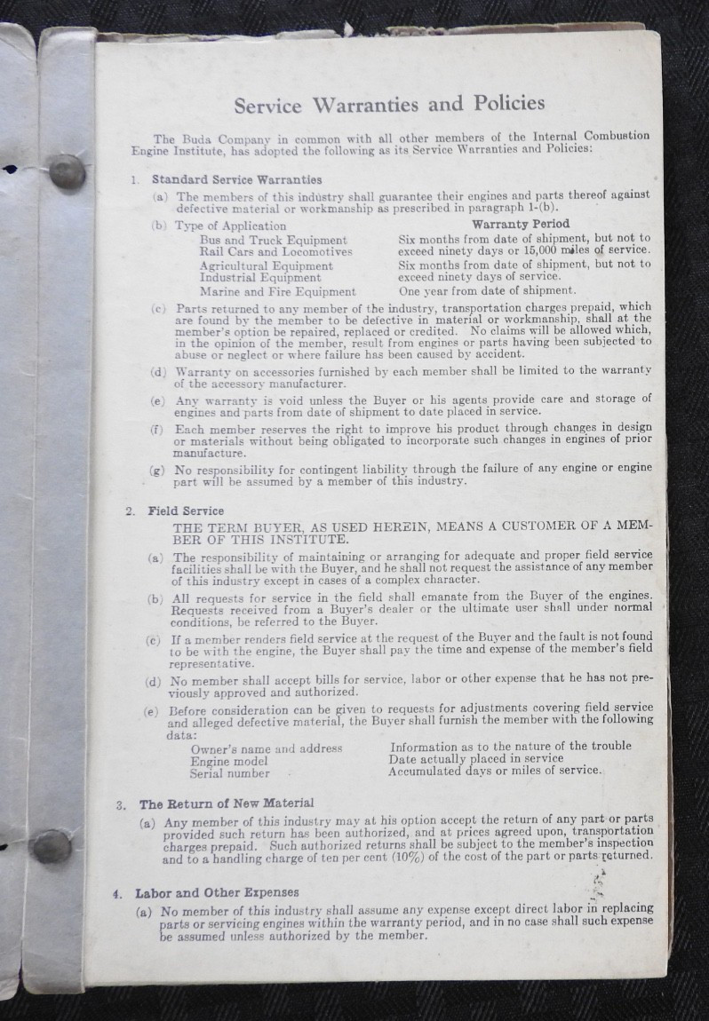 1936 Buda « Silver Crown » Marine Engines Operators Installation Manual ORIGINAL!
