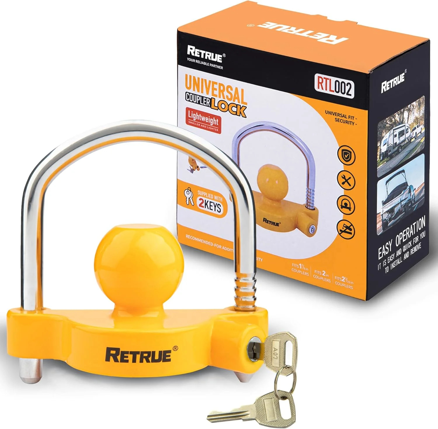 RETRUE Universal Coupler Lock Trailer Locks Ball Hitch Trailer Hitch Lock Adjust