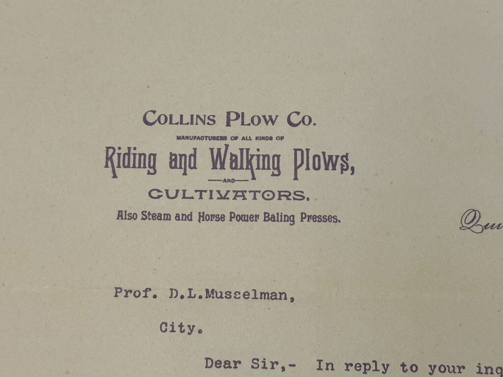 1892 COLLINS PLOW Cultivators Farm Advertising Letterhead Antique QUINCY ILL