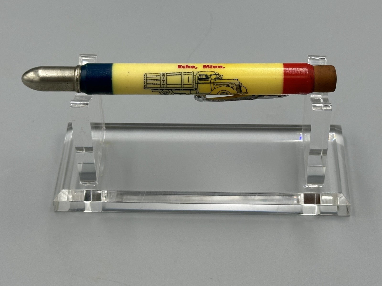 Vintage FARM TRUCK Corn Shelling Hauling BULLET PENCIL Advertise ECHO Minnesota