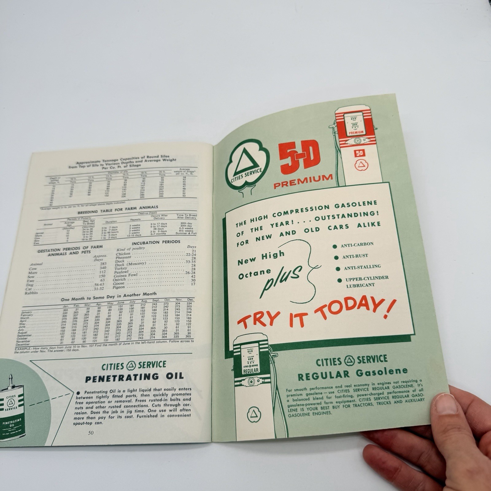 Vtg 1956 Farm Book & Almanac – Cities Service – 50s Tractor Gas Oil Agriculture