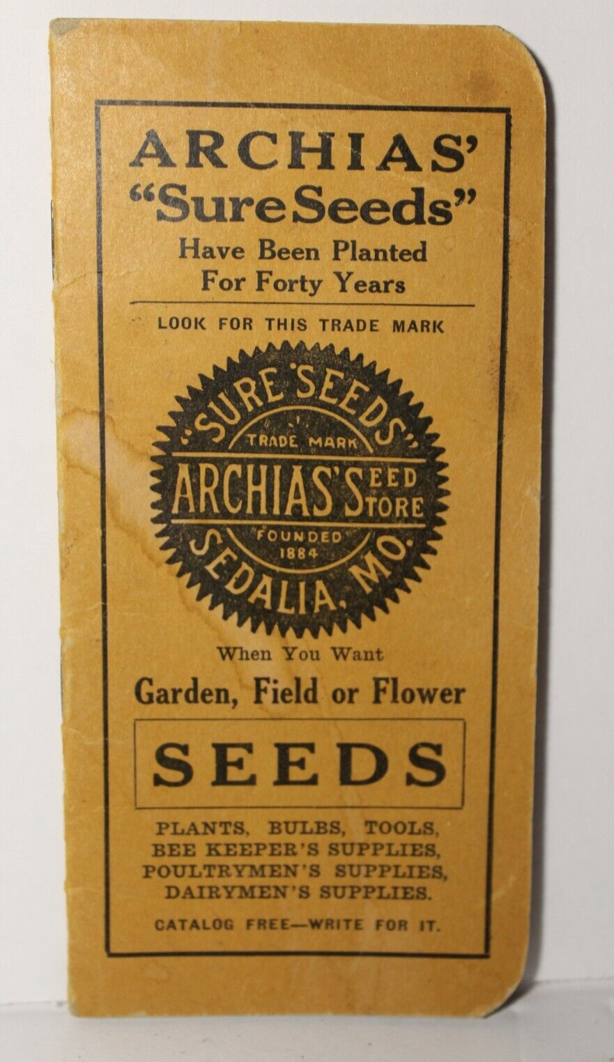1926 Vintage Antique Archias Farm Seeds Ledger Book Sedalia Missouri Feed Store