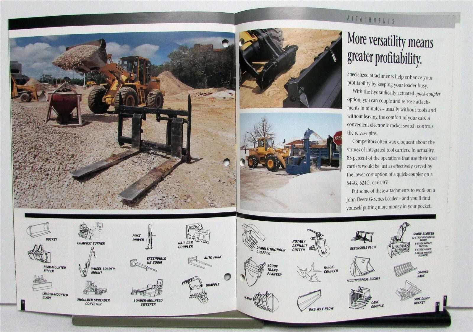 1995 John Deere 544G 624G 644G Loader Specifications Construction Sales Brochure