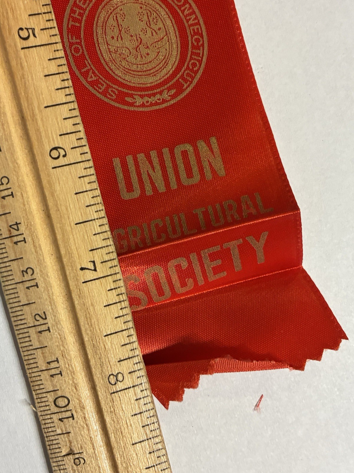 VINTAGE UNION AGRICULTURAL SOCIETY SECOND PREMIUM RIBBON – CONNECTICUT
