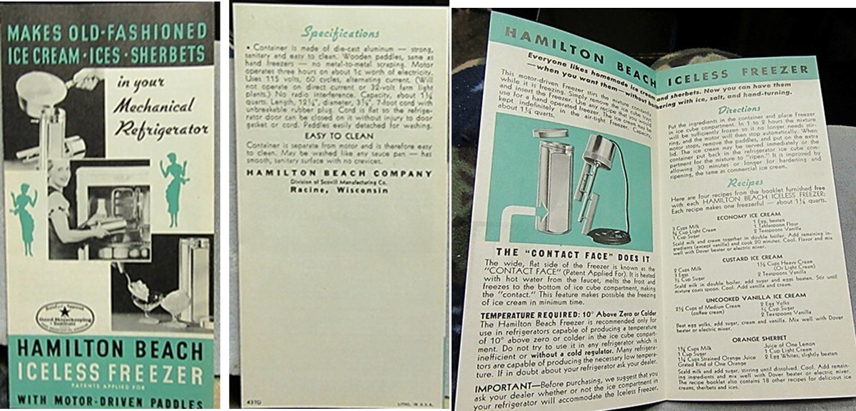 RECIPES AND INSTRUCTION FOR THE HAMILTON BEACH ICELESS FREEZER