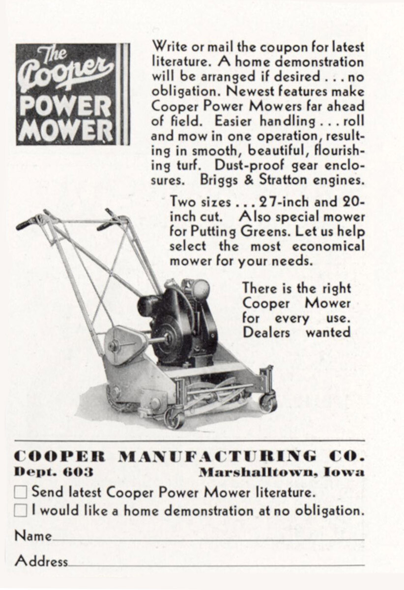 1931 Cooper Power Mower: Far Ahead of Field Vintage Print Ad