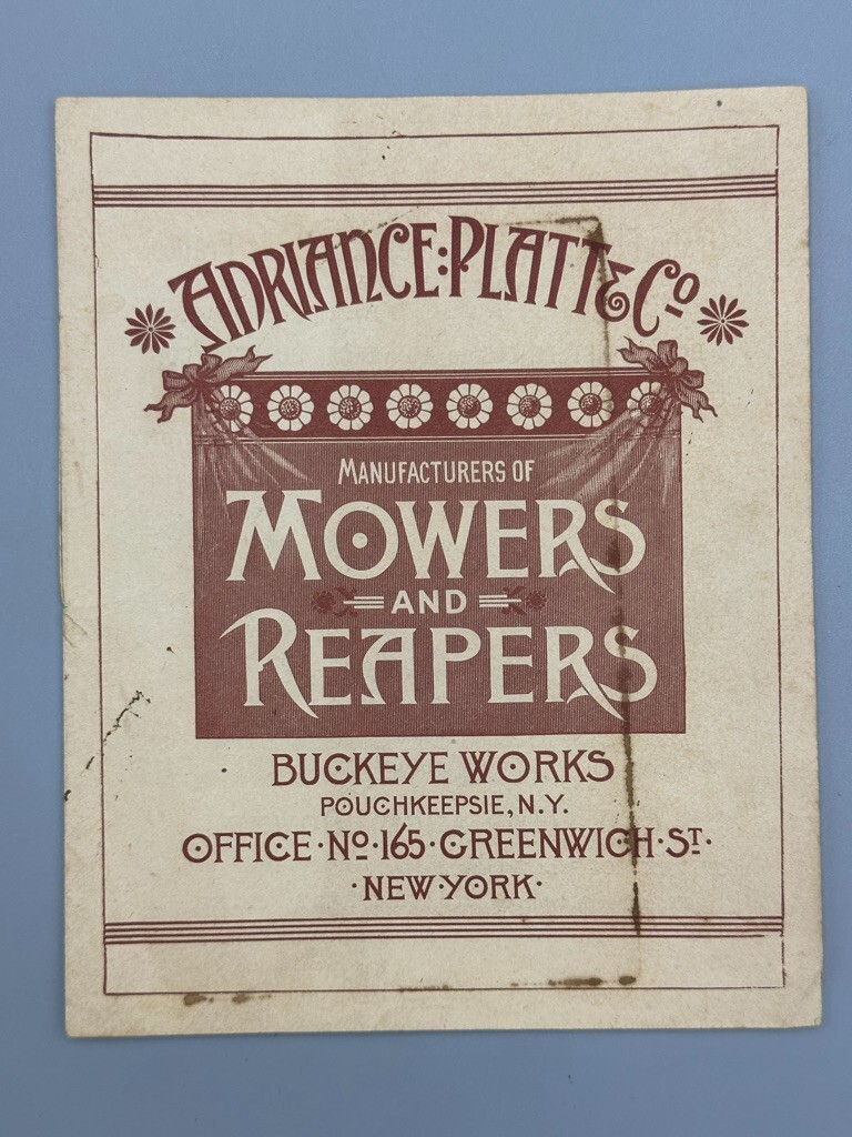 1885 BUCKEYE Works MOWER Reaper Adriance Platt FARM Advertising Trade Card Era
